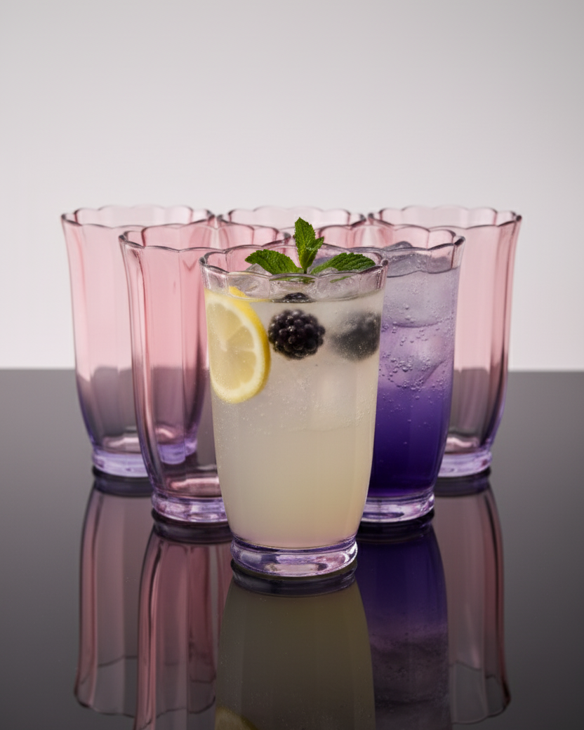 Purple Ombré Tulip Tall Glass - Set of 6 