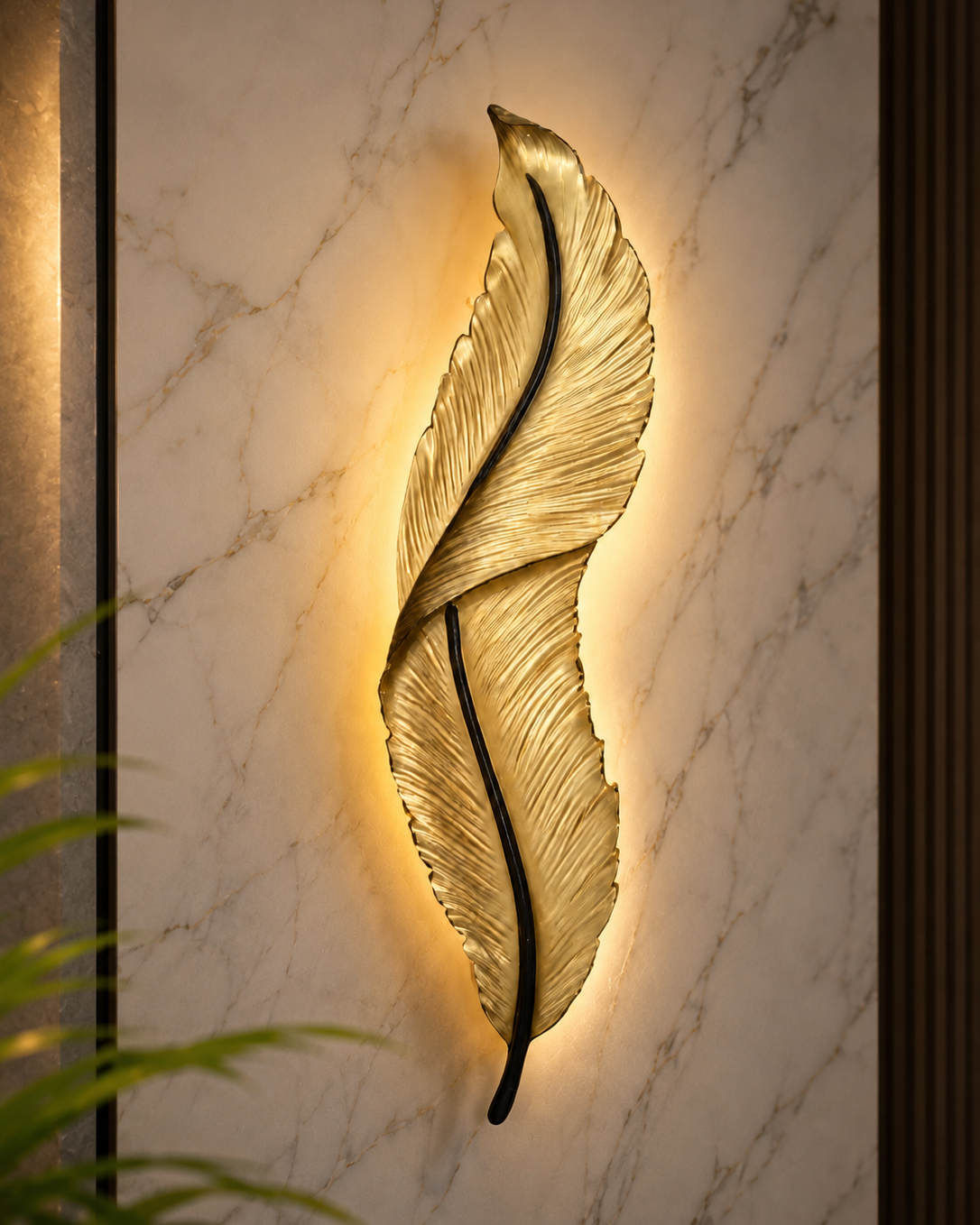 Golden Feather Wall Sconce