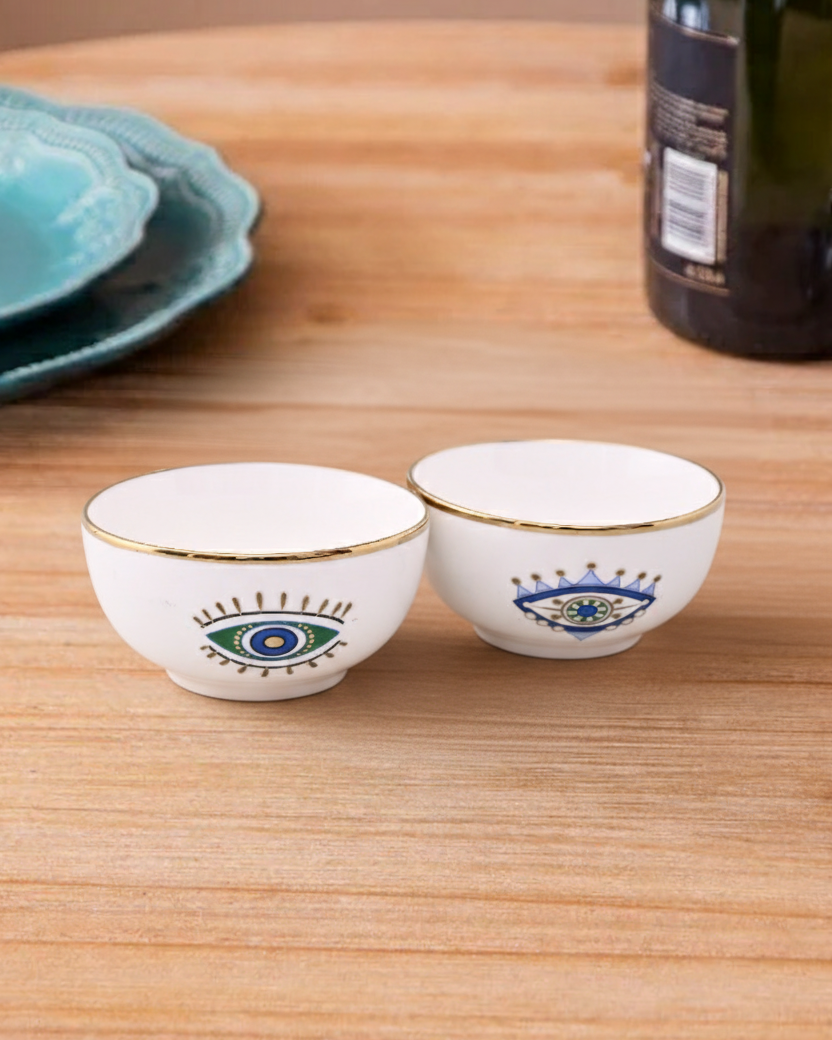 Guardian Evil Eye Ceramic Katori - Set Of 2