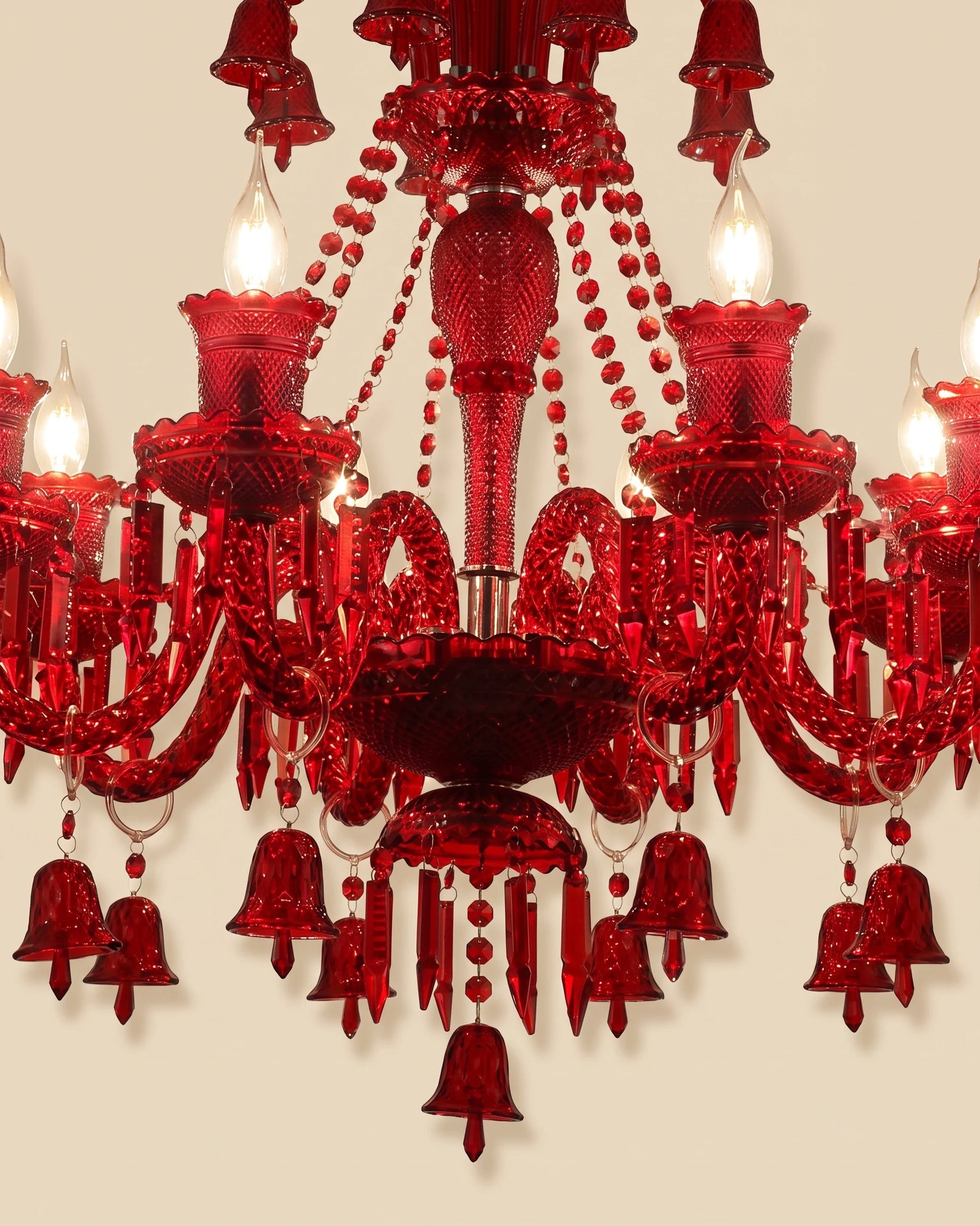 Victorian Red Crystal Chandelier - 8 Light 