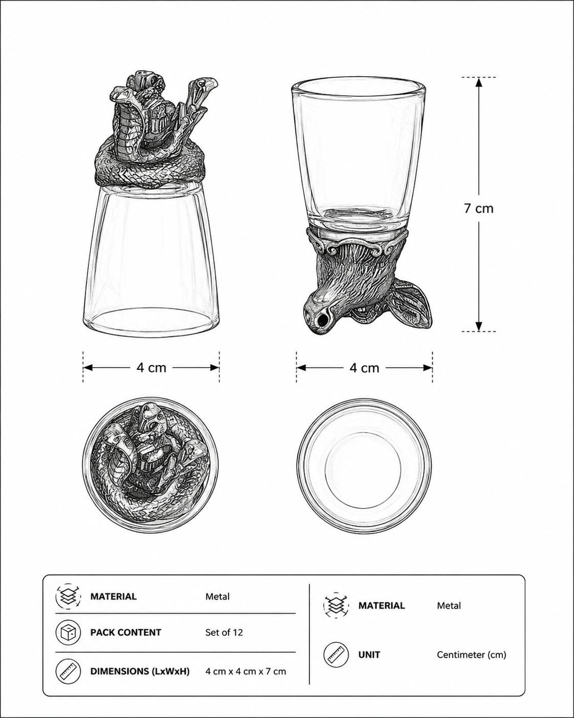 Animal Head Shooters Bronze - Set of 12 
