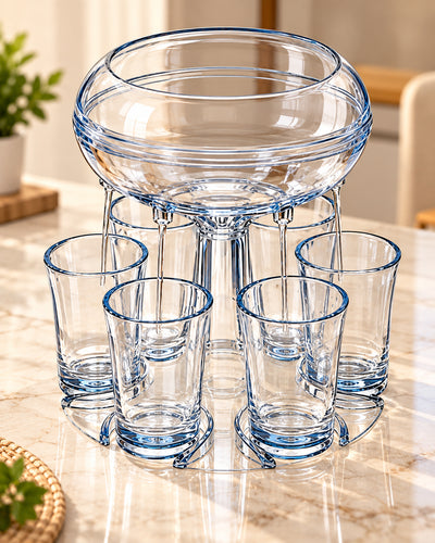 Drink Dispenser With 6 Short Glasses
