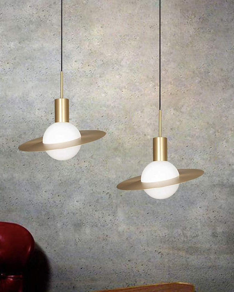 Saturn Shape Glass Pendant Light - Set Of 2 