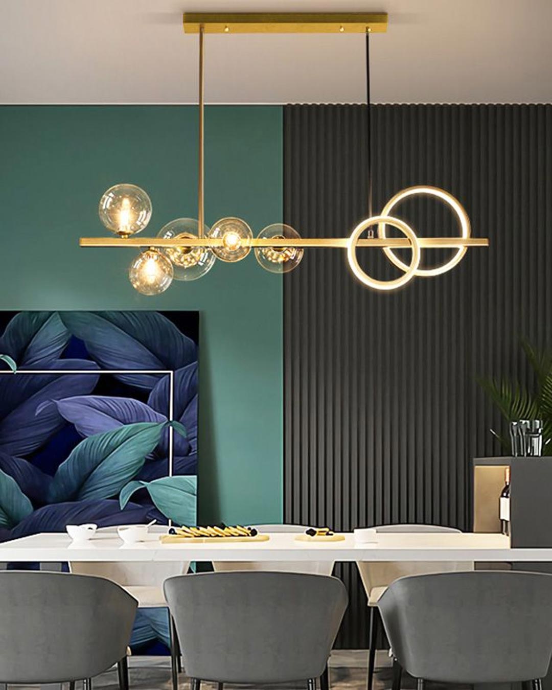 Glass Globe LED Ring Chandelier - The Decor Kart 