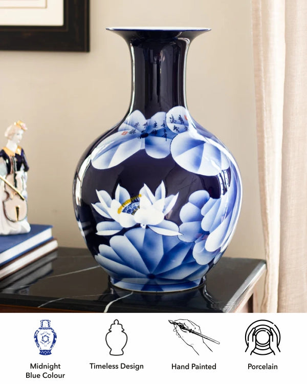 The Lotus - Midnight Blue Decorative Vase