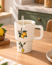Lemon Bloom Coffee Mug With Straw