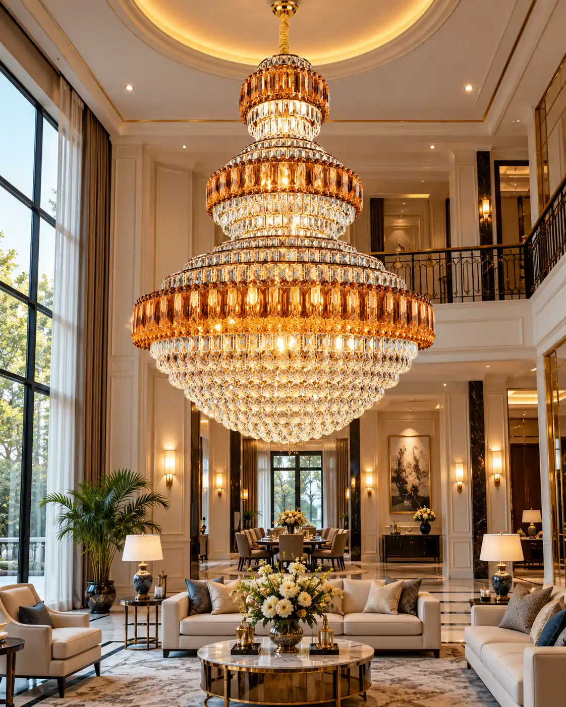 Amber Radiance Tiered Crystal Chandelier