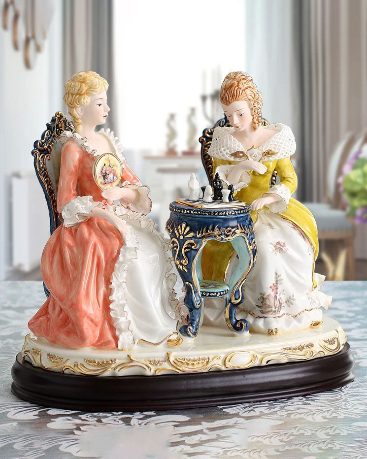 'Playing Chess' Fine Porcelain Figurine - The Decor Kart 