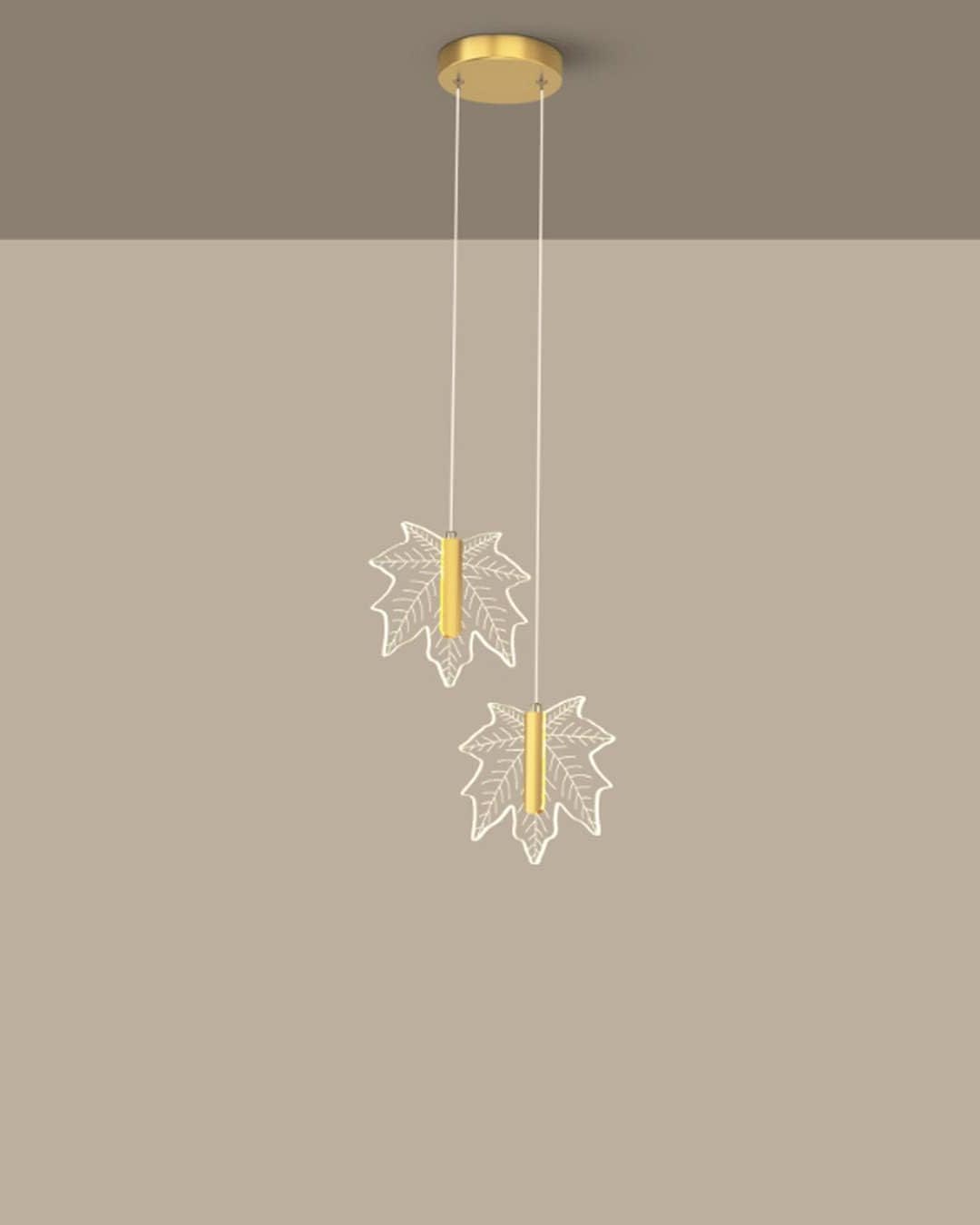 Double Head Maple Leaf LED Pendant Light - Set Of 2 - The Decor Kart 