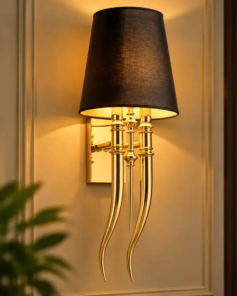 Noir Elegance Triple Arm Wall Light - Black