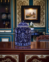 Blue & White Handcrafted Ceramic Ginger Jar - Large 