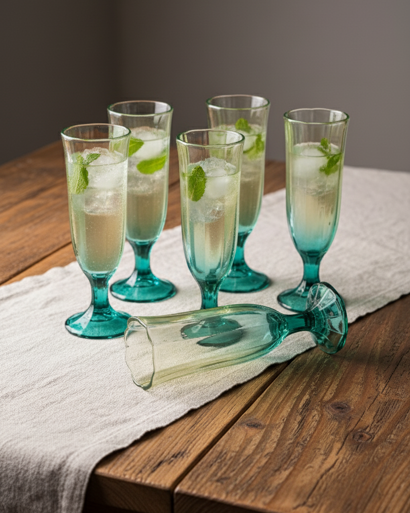 Green Ombre Tulip Champagne Flute - Set of 6