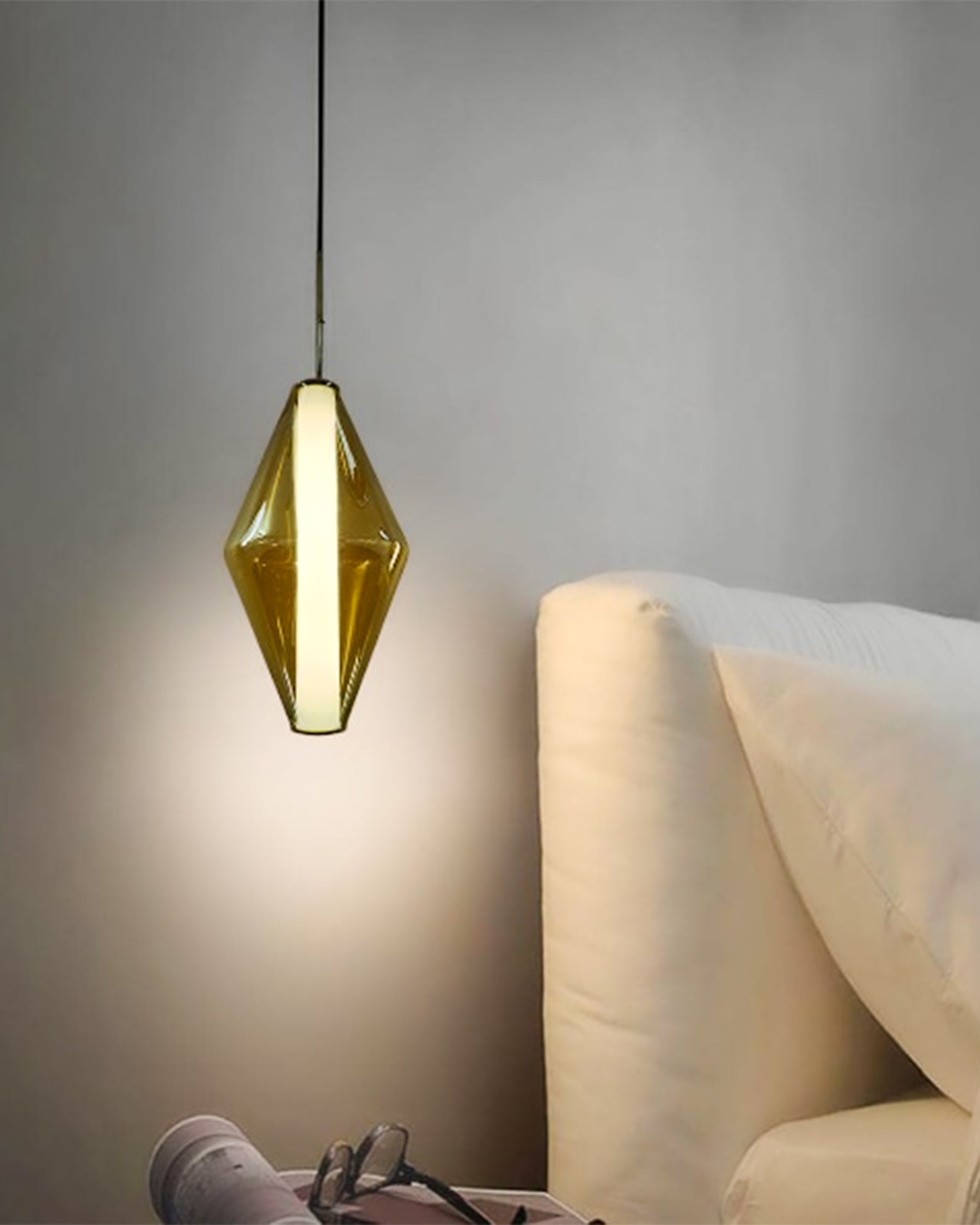 Diamond Cut LED Pendant Light - Amber 
