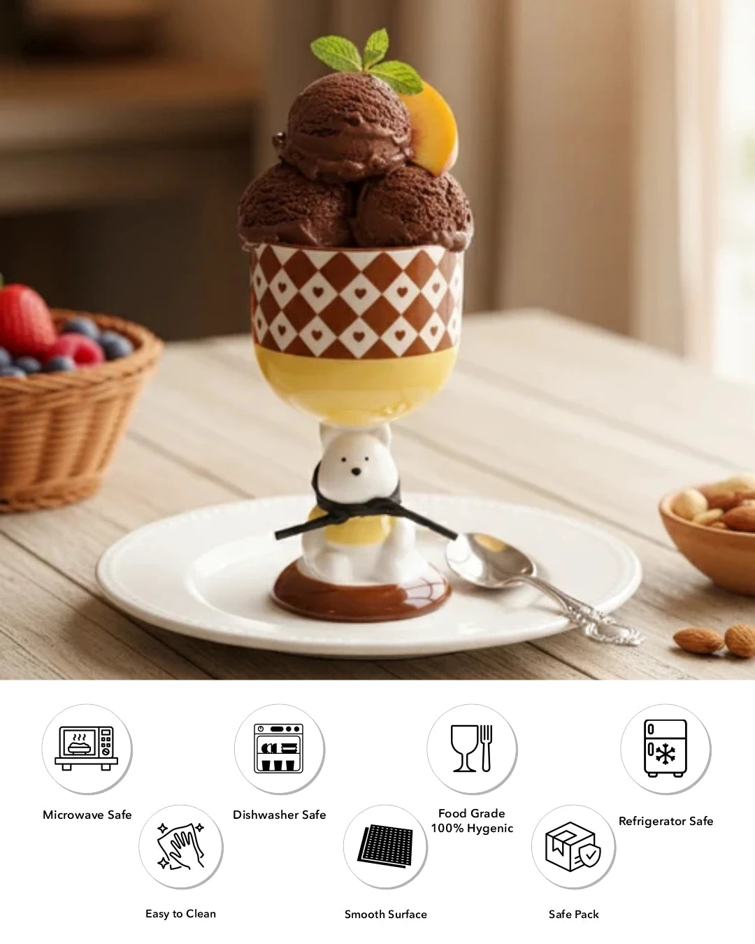 Playful Bear Dessert Bowl - Brown 