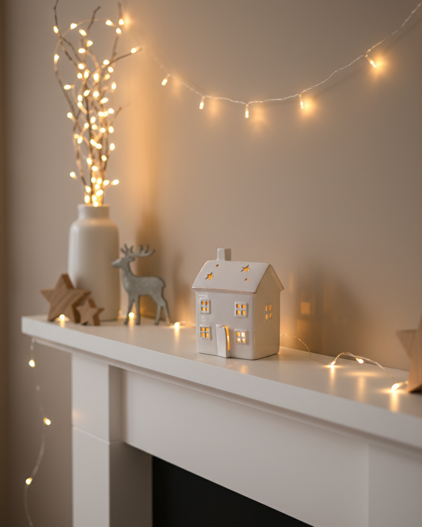 White Serenity Cottage Tealight Holder & Sculpture 