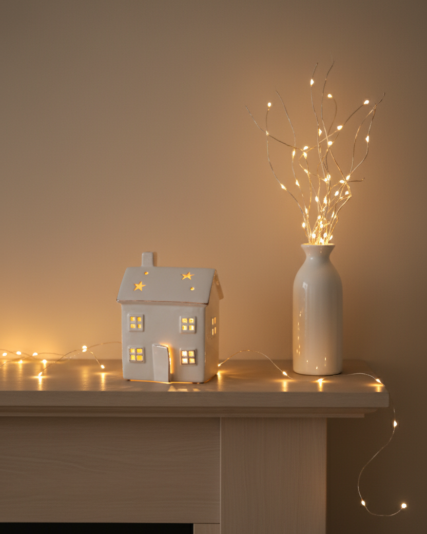 White Serenity Cottage Tealight Holder & Sculpture 