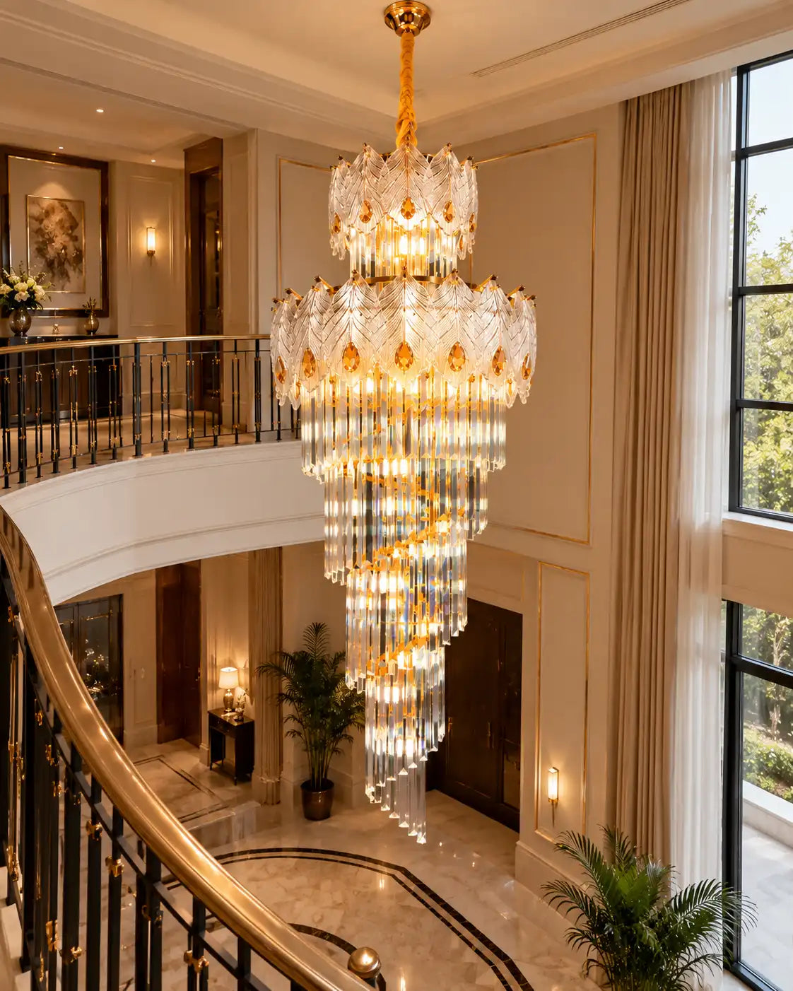 Opulent Plume Cascade Chandelier