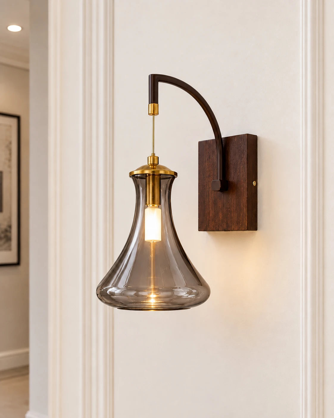 Smoke Glass Arc Wall Light