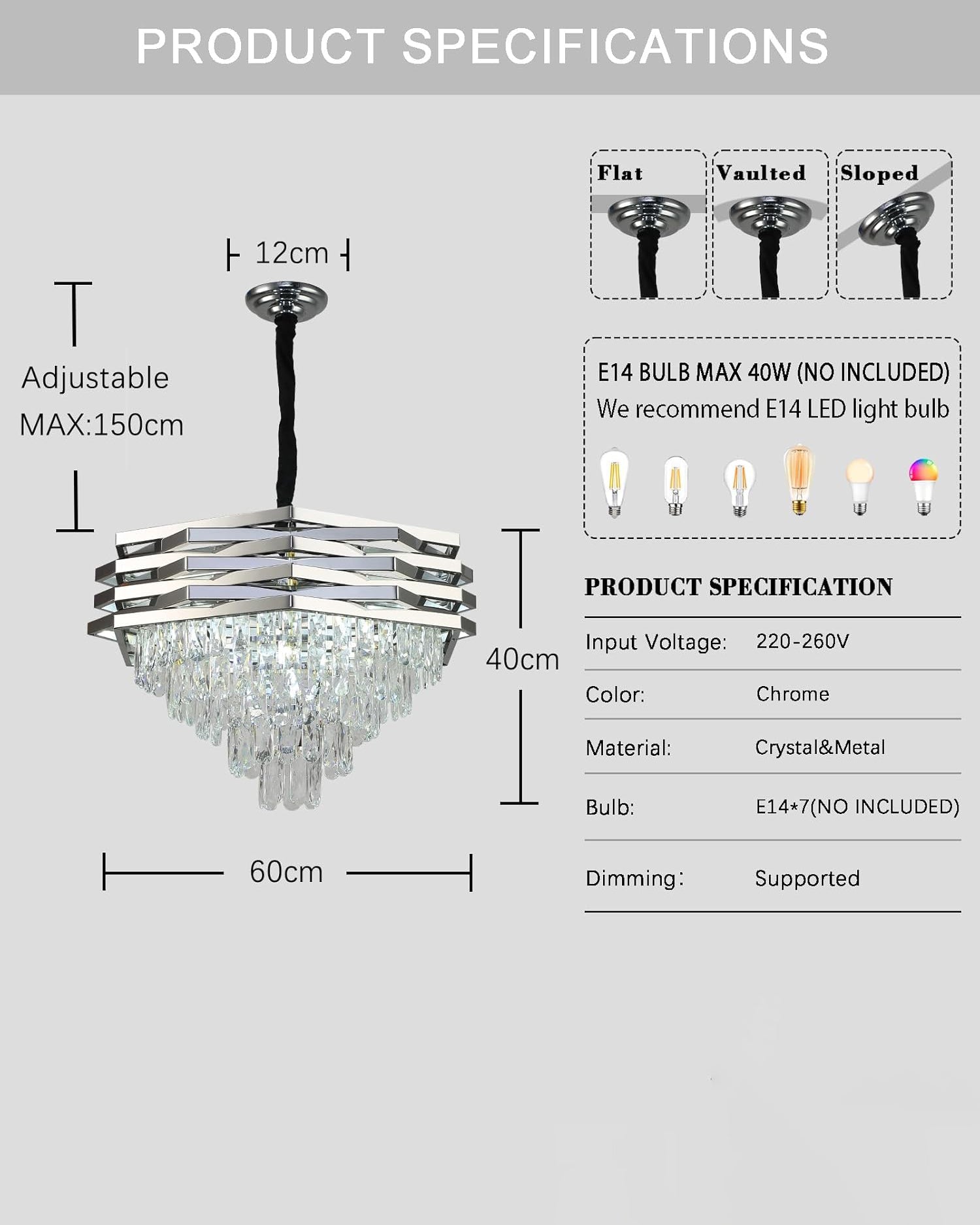 Vetra Prism Hexagonal Frame Chandelier 