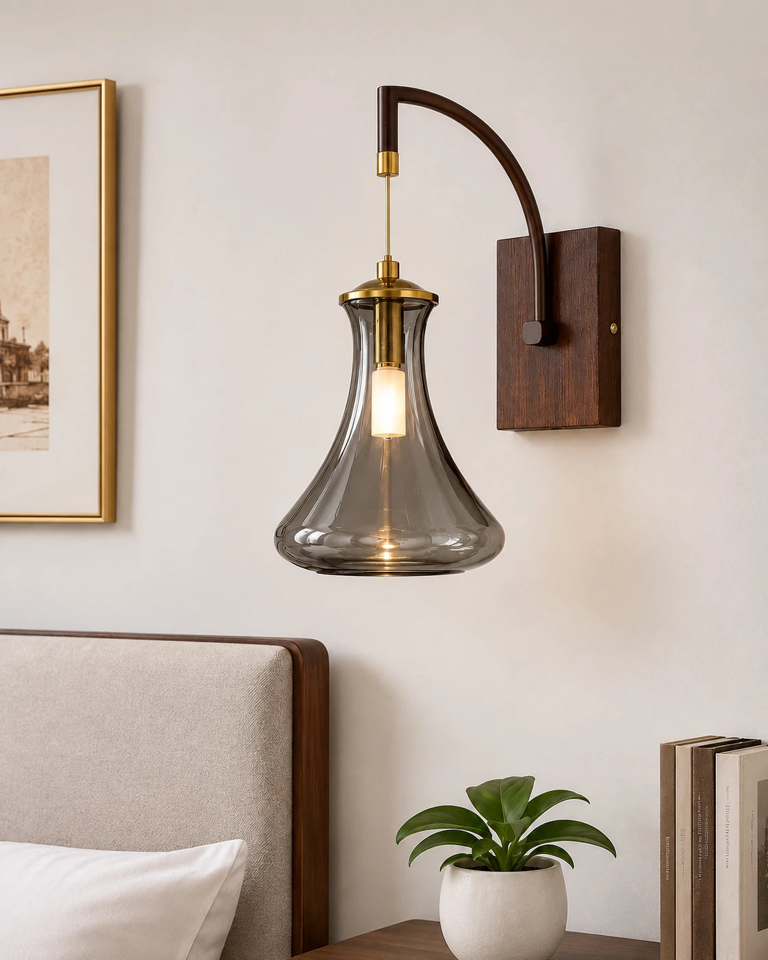 Smoke Glass Arc Wall Light