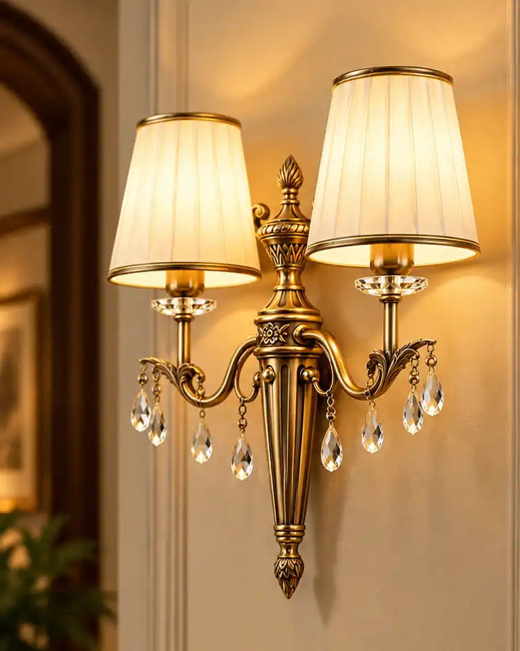 Regal Majesty Double Arm Crystal Wall Light