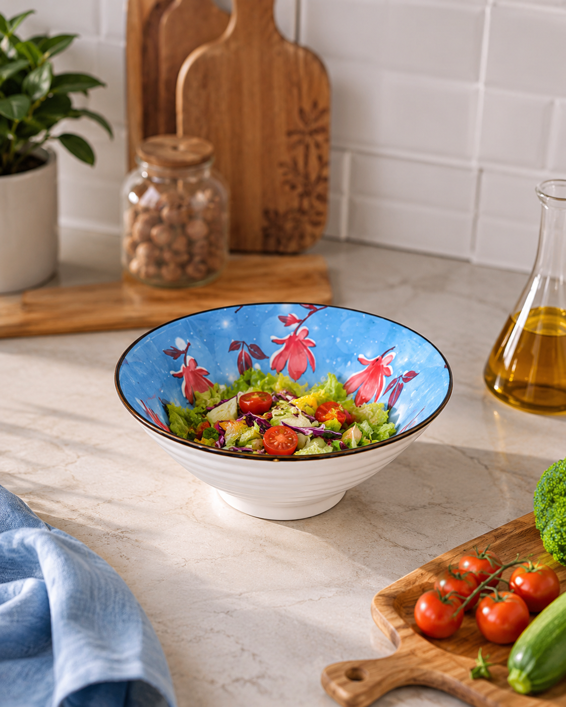 Scarlet Blossom Serving Bowl