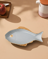 Gold Trimmed Fish Shaped Serving Platter 
