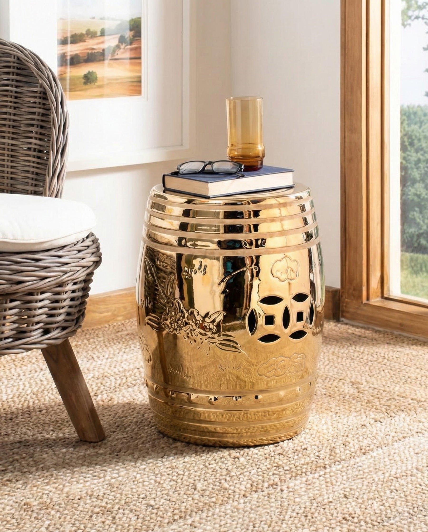 Radiant Golden Garden Stool 