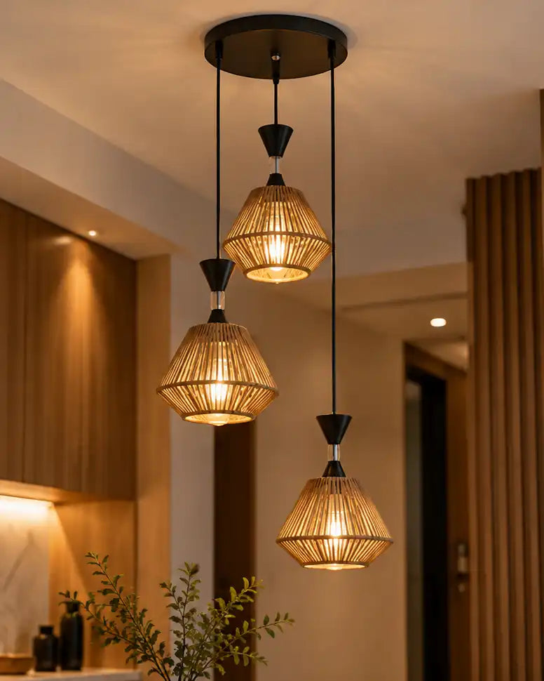 Vespera Fluted Cascade Triple Pendant Light