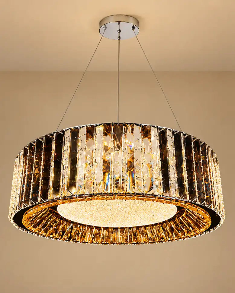 Amber Royale Crystal Drum Chandelier
