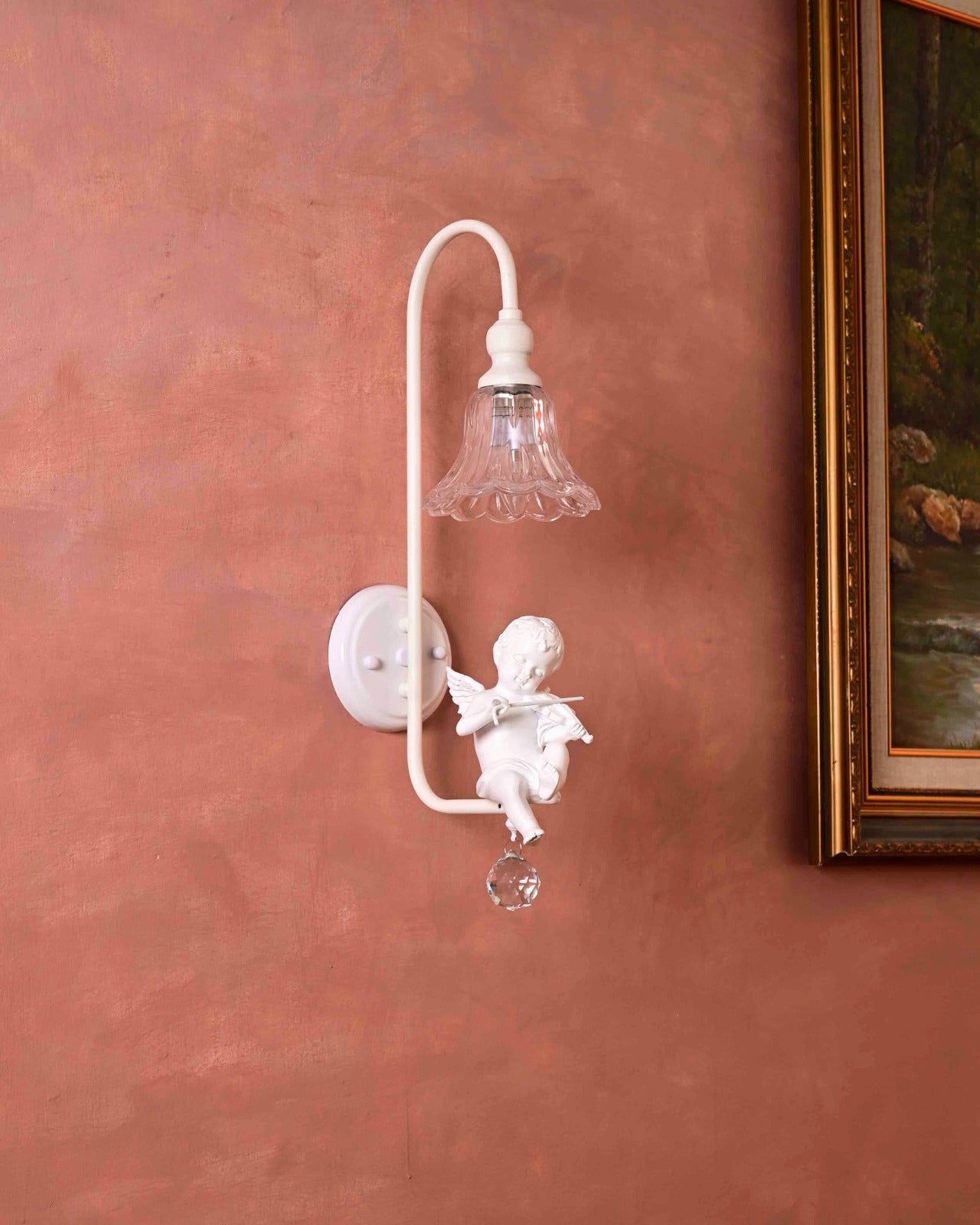 Adorable Cherub Playing Violin - Wall Light 