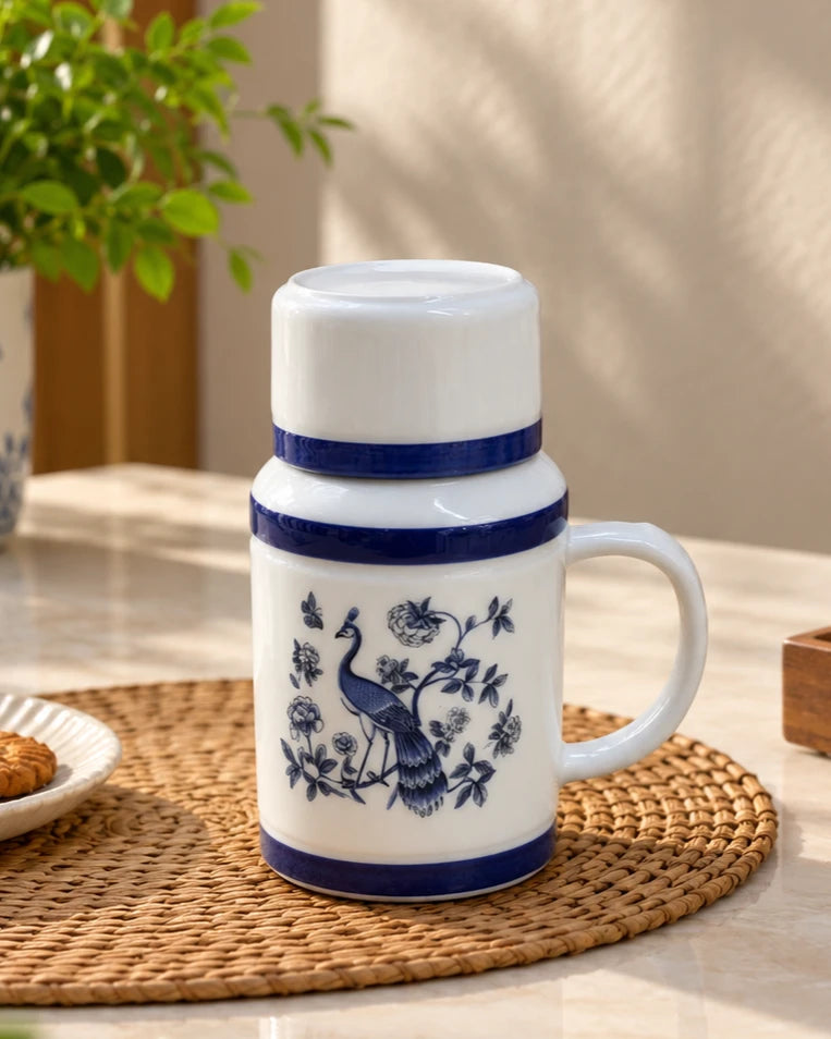 Peacock Bloom Lidded Mug