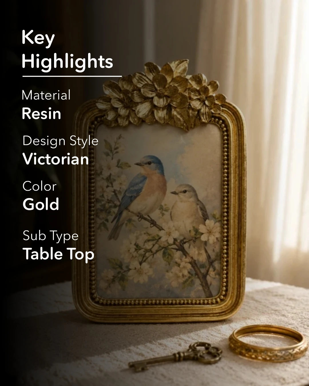 Victorian Gold Floral Photo Frame 