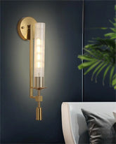 Modern Gold Vertical Cylinder Wall Sconce 