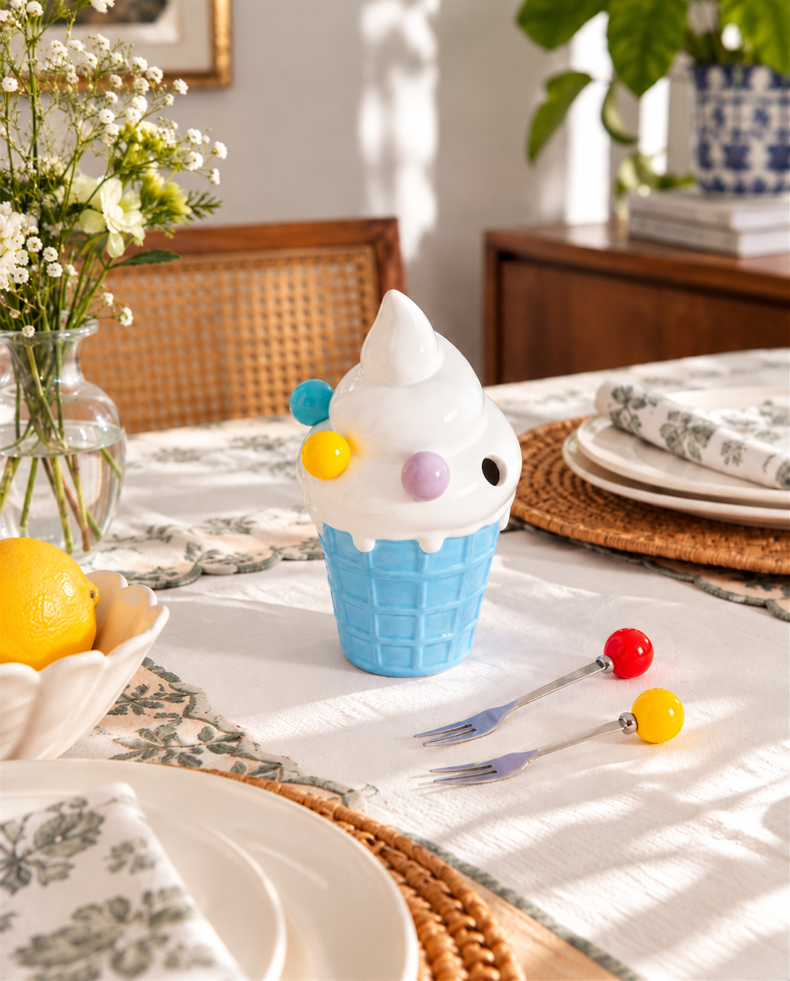 Ice Cream Fork Pick Holder - Blue