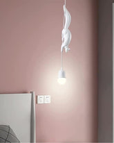 Acorn Squirrel Pendant Light - White 