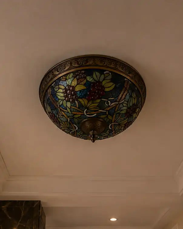Sapphire Grape Flush Mount Tiffany Chandelier