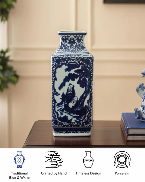 Classic Blue & White Porcelain Vase - The Decor Kart