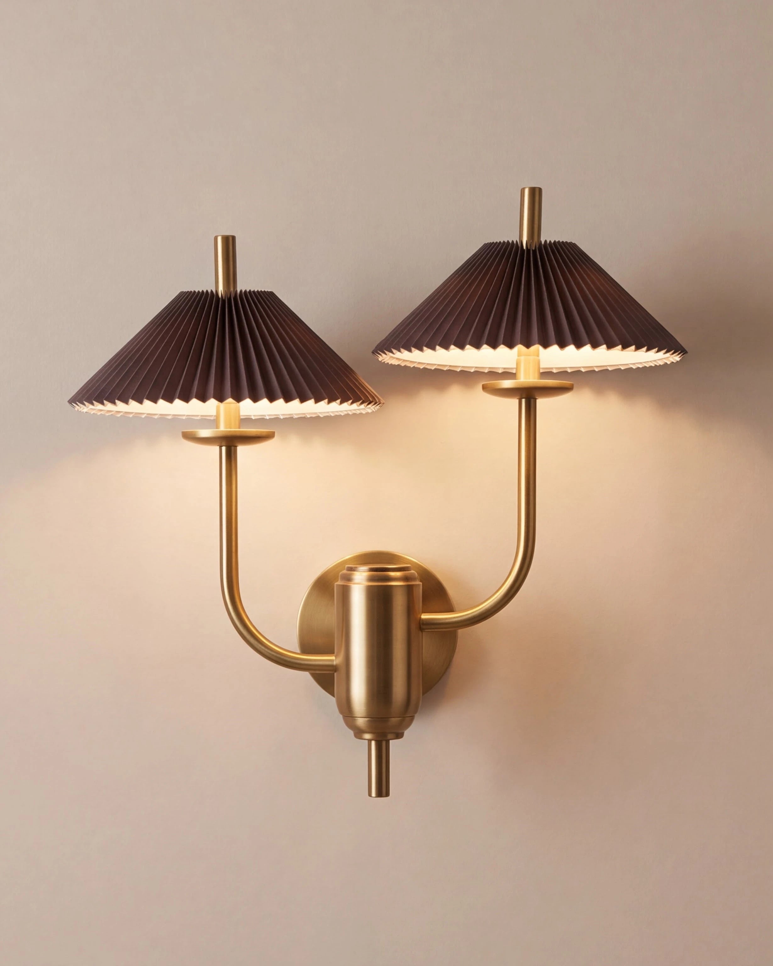 Twin Arm Pleated Wall Sconce - Black