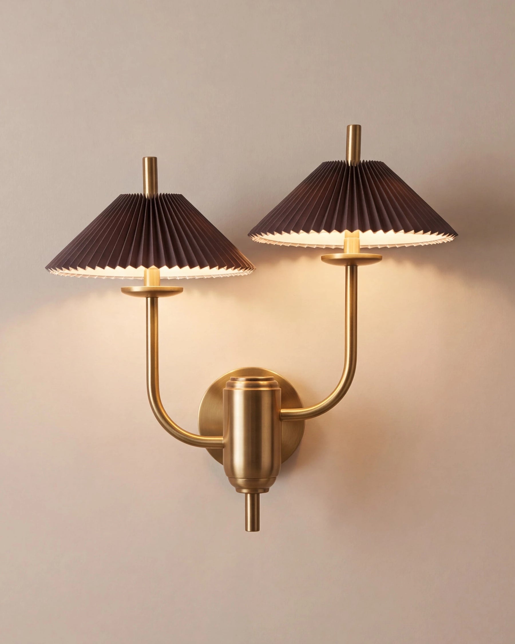 Twin Arm Pleated Wall Sconce - Black 