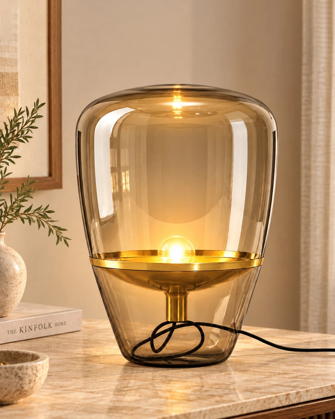 Mirelle Amber Glass Table Lamp