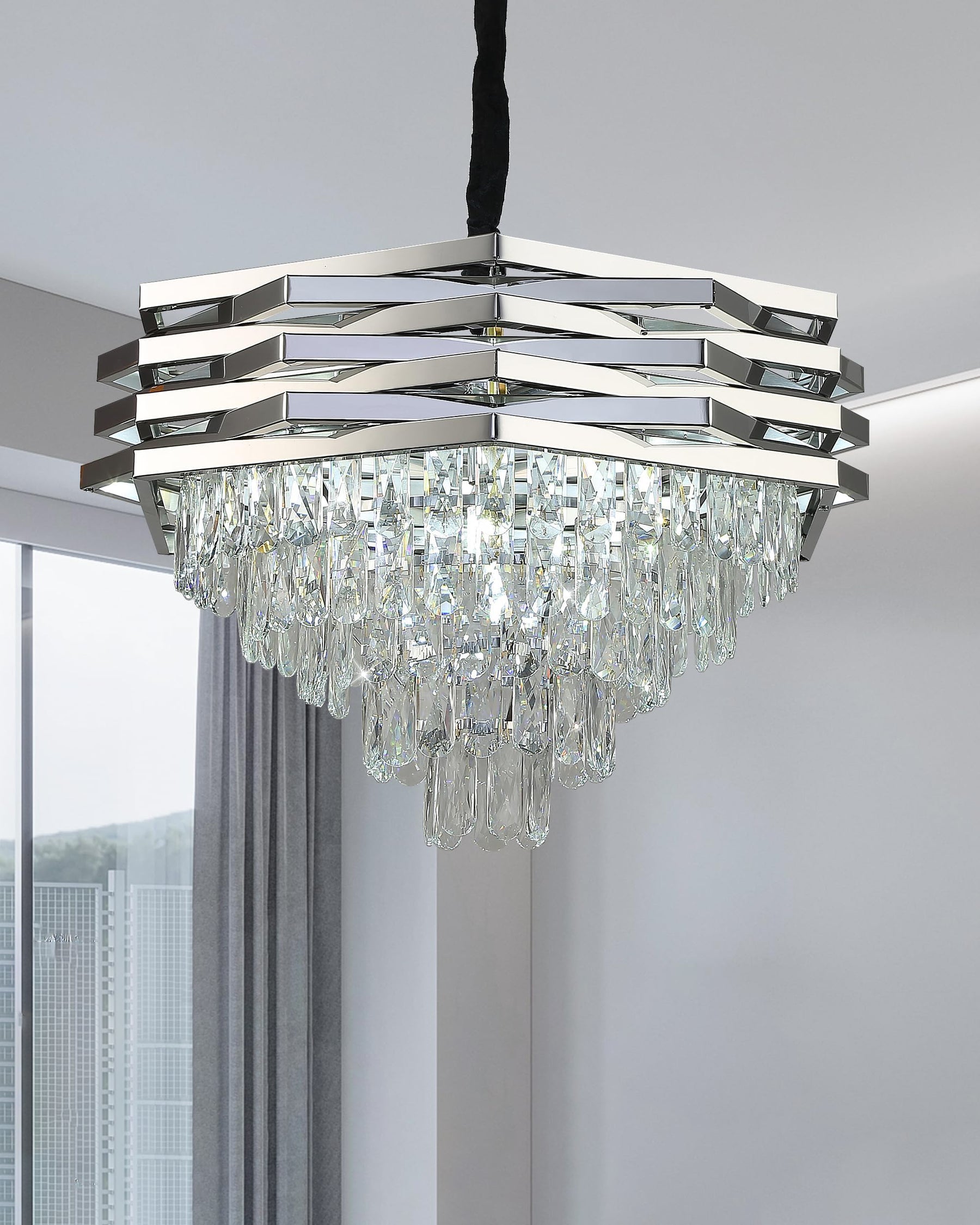 Vetra Prism Hexagonal Frame Chandelier 