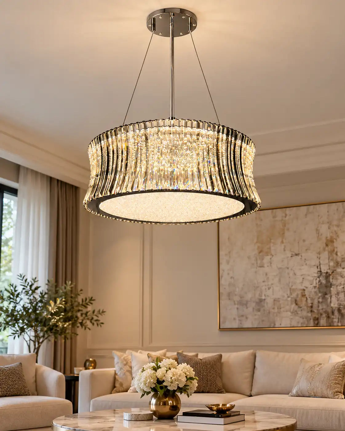 Prism Cascade Drum Chandelier
