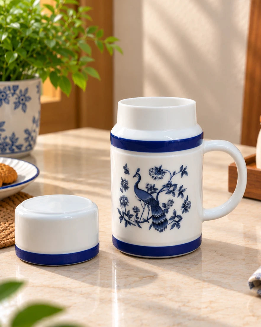 Peacock Bloom Lidded Mug