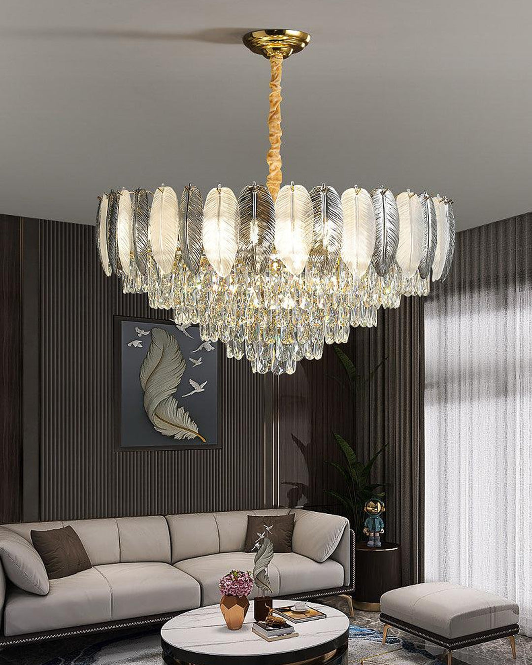 Crystal Feather Wings Chandelier 