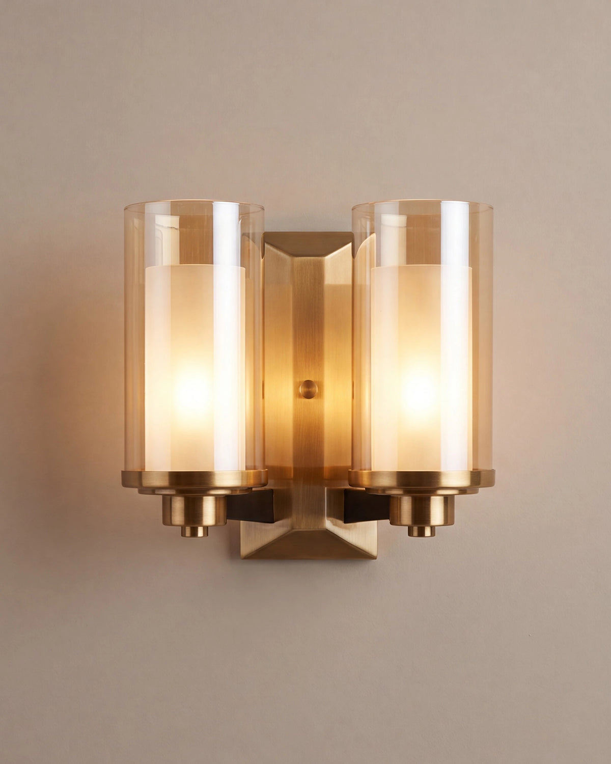 Twin Cylinder Glass Wall Light