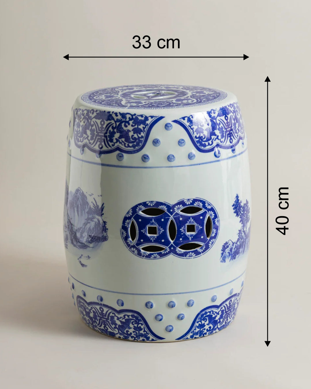 Scenic Landscape Ceramic Garden Stool 
