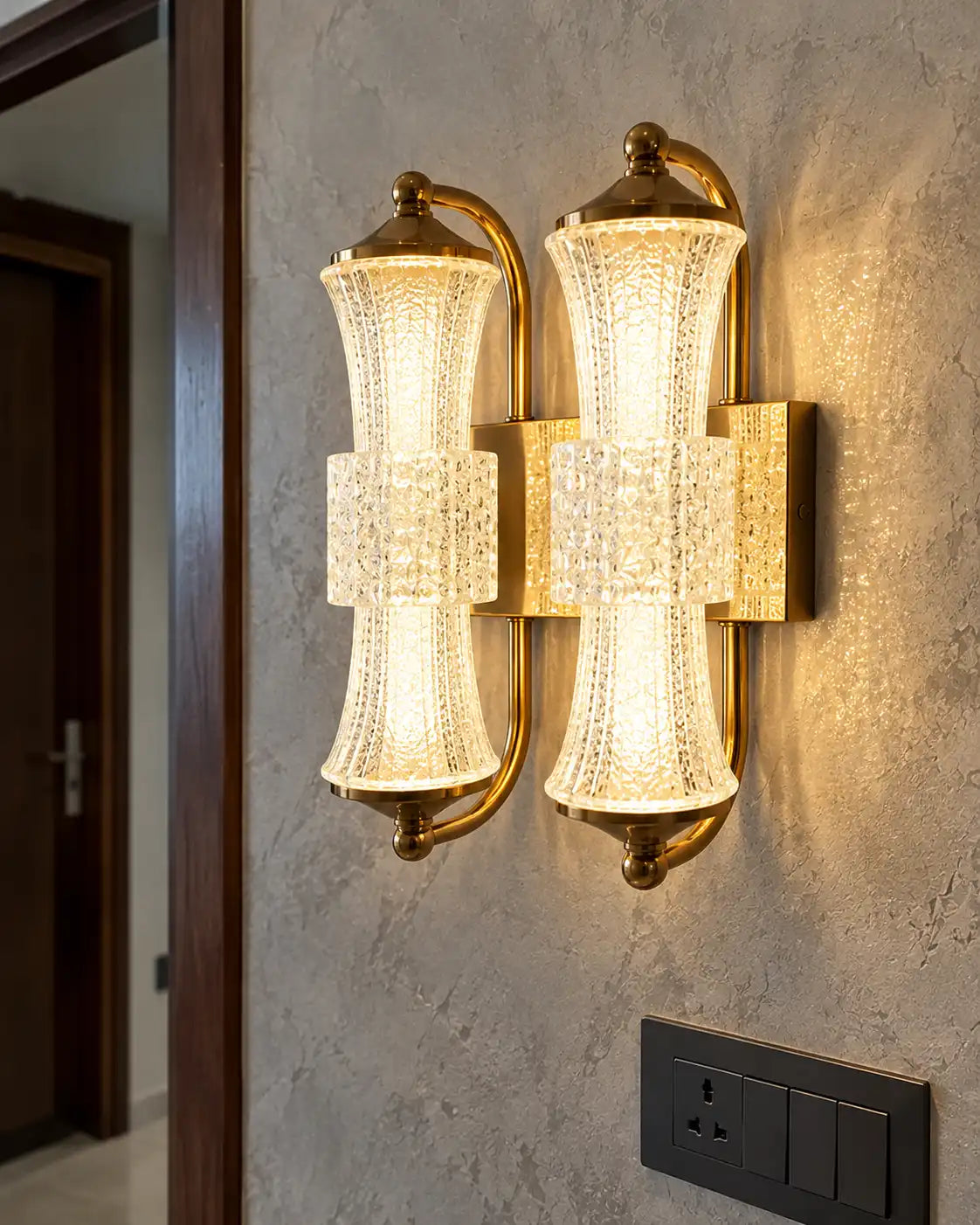 Astoria Twin Crystal Hourglass Wall Sconce