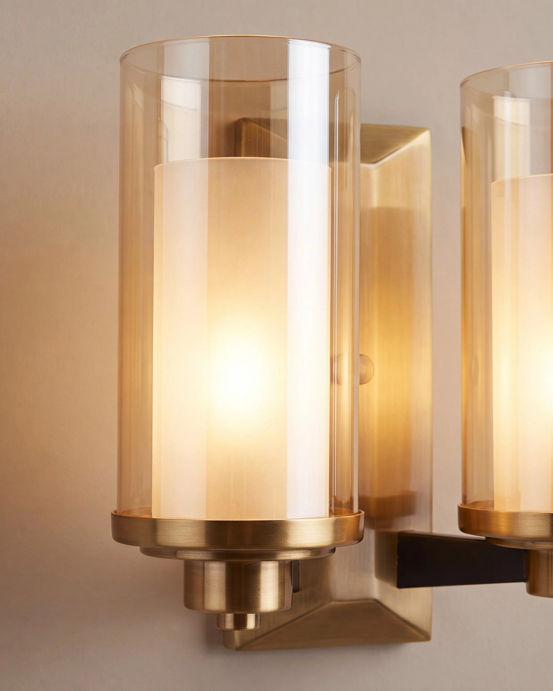 Twin Cylinder Glass Wall Light 