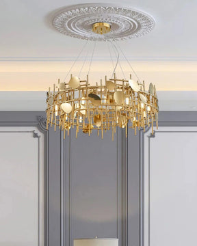 Gold Geometrical Lines Ceiling 6-Light Chandelier - The Decor Kart 